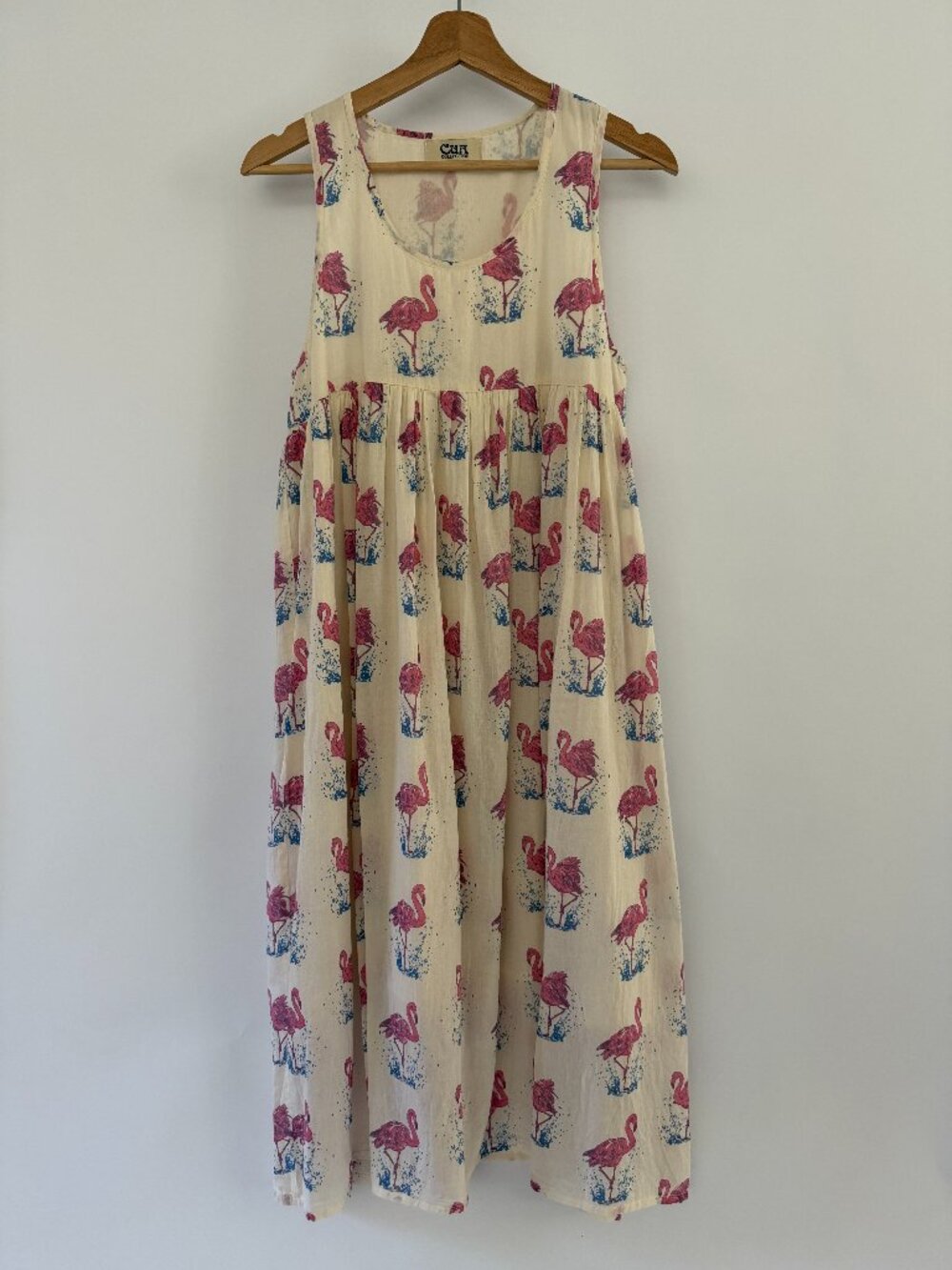 Vintage 80s 90s Pink Flamingo Japanese Cotton dress CUA Collection